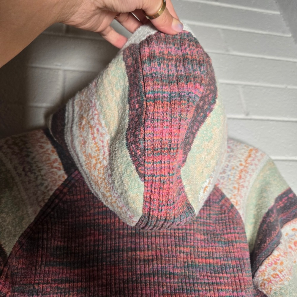 Daily Practice Anthropologie XS Cropped Fair Isle Knit Hoodie Sweater Hippie - Picture 5 of 6